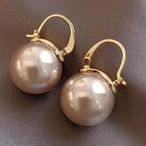 Elegant Gold Pearl Imitation Light Champagne Earrings